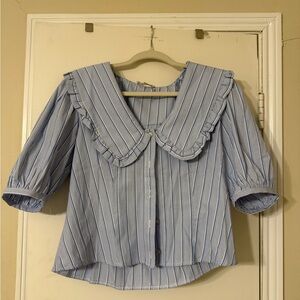 Large Collar Crop Blouse